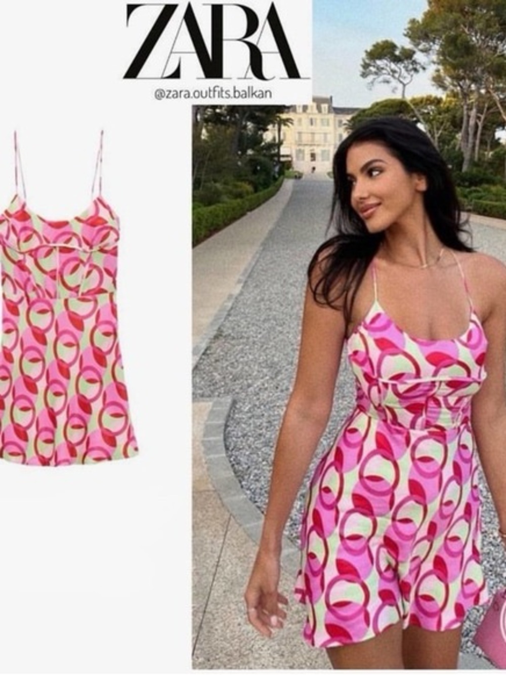 Zara Pink Multi-Print Cami Romper